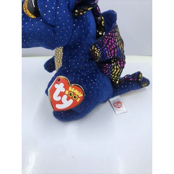 NEW Ty Beanie Boos 6 INCH Saffire BLUE SPECKLED DRAGON SMALL Plush Animal Toy - Picture 5 of 14